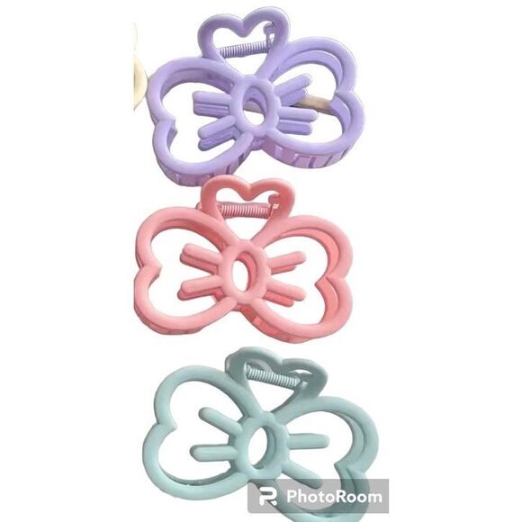 NWT Hello Kitty Set Of 3 Hair Bow Claw Clips Pink~Purple~Green - Picture 4 of 8
